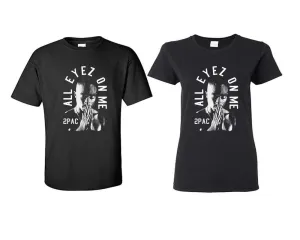 All Eyes On Me Unisex Couple Matching T-Shirts – Classic Cotton Short Sleeve Shirts Sold Separately for Men & Women