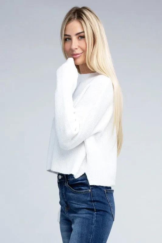 Ambiance Cozy Cropped Mock Neck Pullover