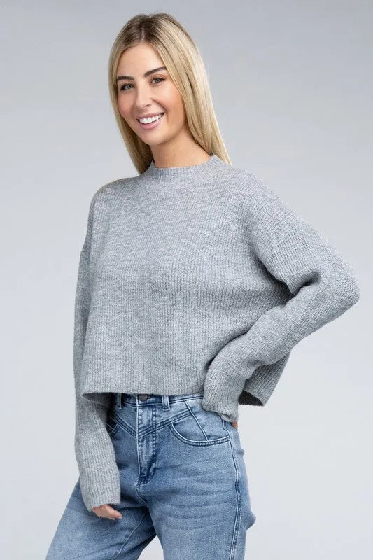 Ambiance Cozy Cropped Mock Neck Pullover