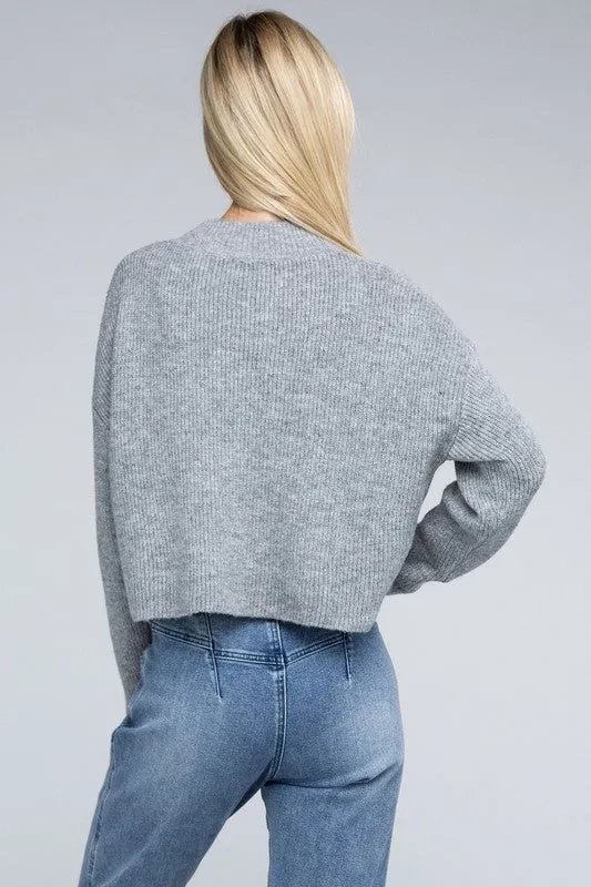 Ambiance Cozy Cropped Mock Neck Pullover