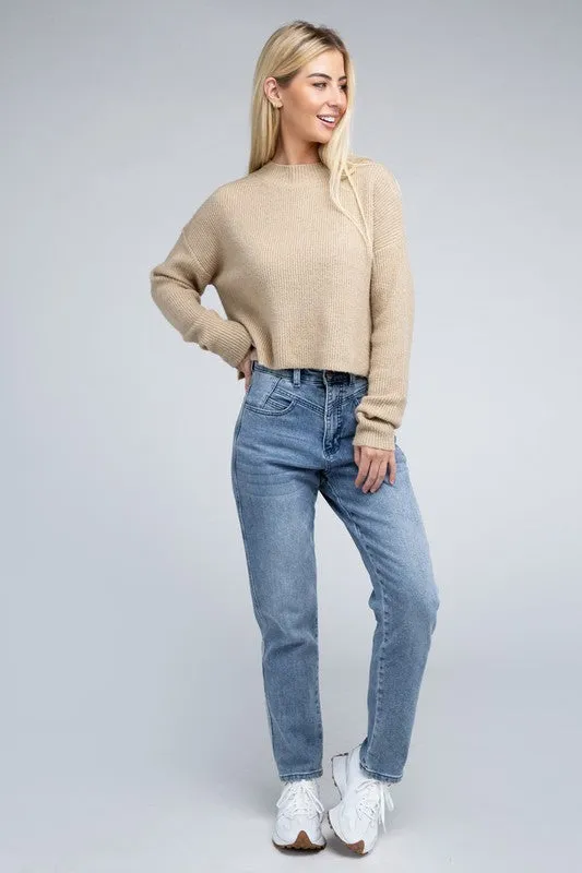 Ambiance Cozy Cropped Mock Neck Pullover