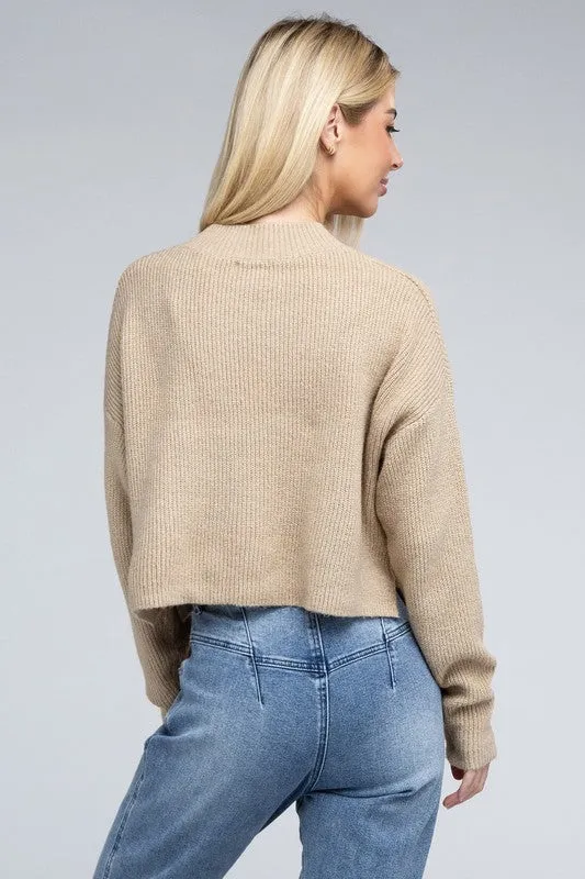 Ambiance Cozy Cropped Mock Neck Pullover