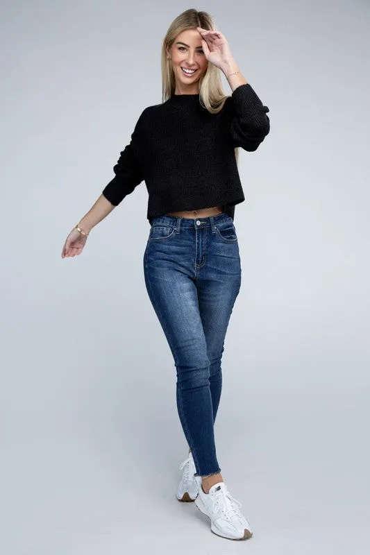 Ambiance Cozy Cropped Mock Neck Pullover