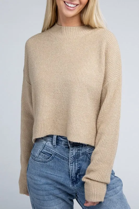 Ambiance Cozy Cropped Mock Neck Pullover