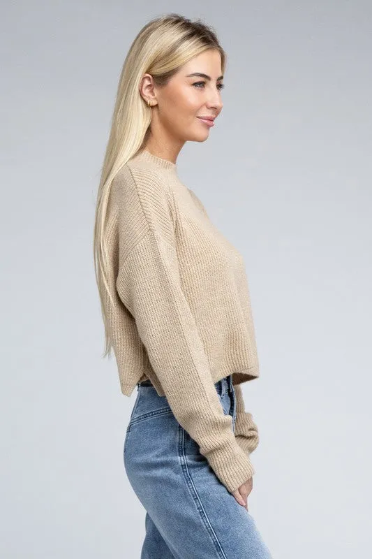 Ambiance Cozy Cropped Mock Neck Pullover