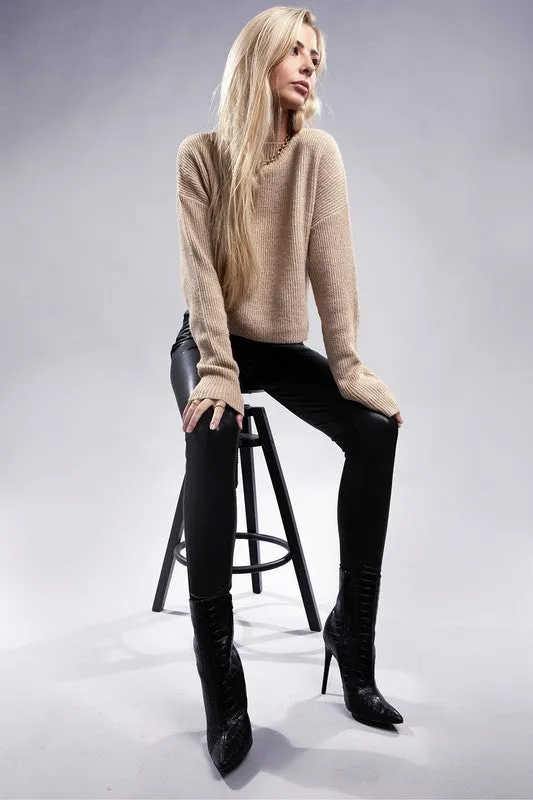 Ambiance Cozy Cropped Mock Neck Pullover