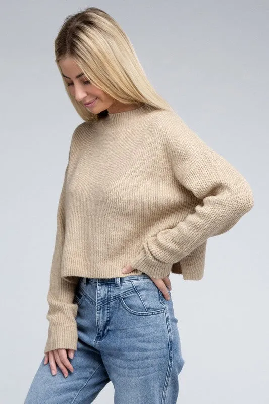 Ambiance Cozy Cropped Mock Neck Pullover