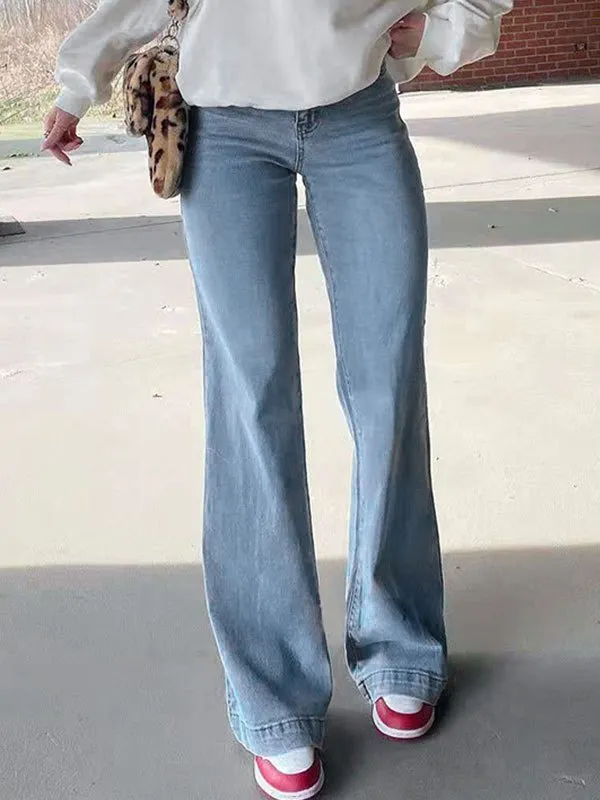Amozae-Mid Waist Faded Boyfriend 2000s Flared Jeans- Streetwear y2k outfits Fall Outfits Christmas Thanksgiving Gift New Year's Eve