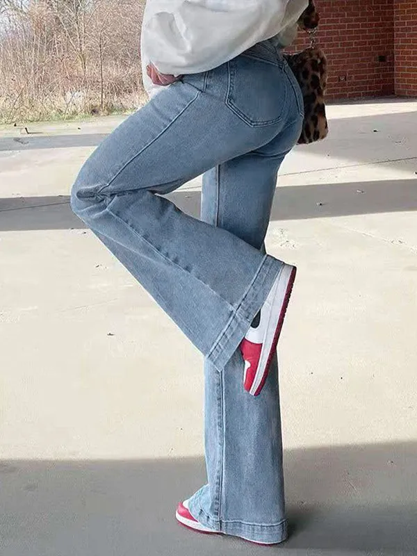 Amozae-Mid Waist Faded Boyfriend 2000s Flared Jeans- Streetwear y2k outfits Fall Outfits Christmas Thanksgiving Gift New Year's Eve