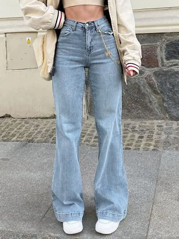 Amozae-Mid Waist Faded Boyfriend 2000s Flared Jeans- Streetwear y2k outfits Fall Outfits Christmas Thanksgiving Gift New Year's Eve