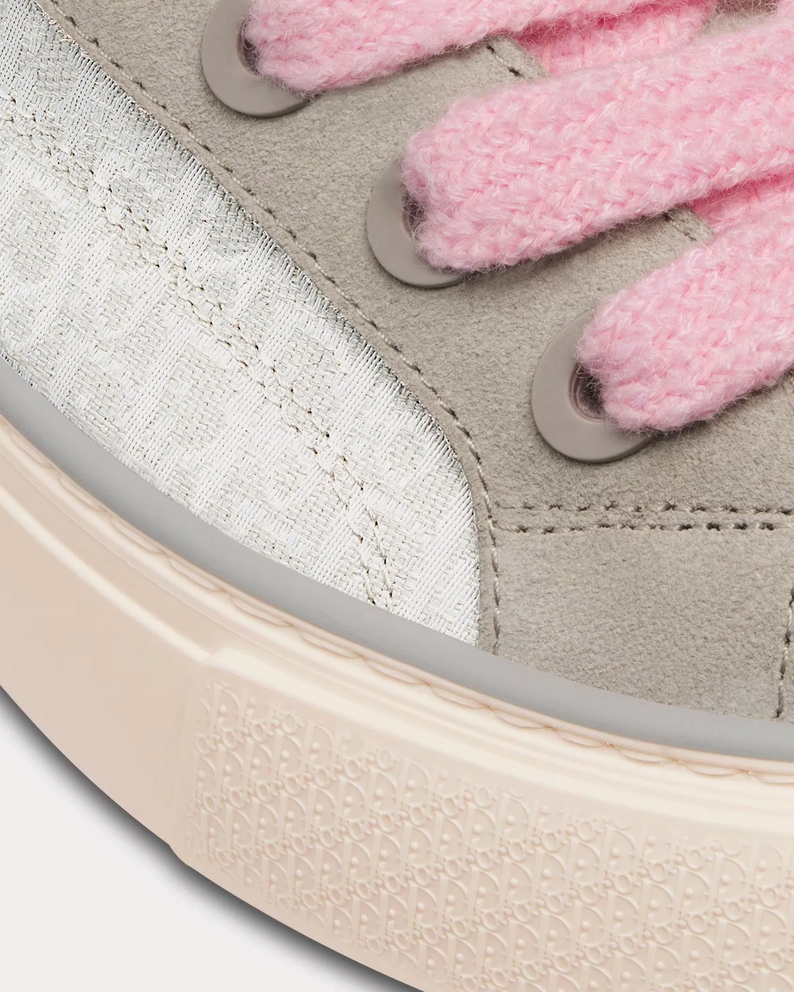 B33 Gray and White Dior Oblique Jacquard and Gray Suede Low Top Sneakers