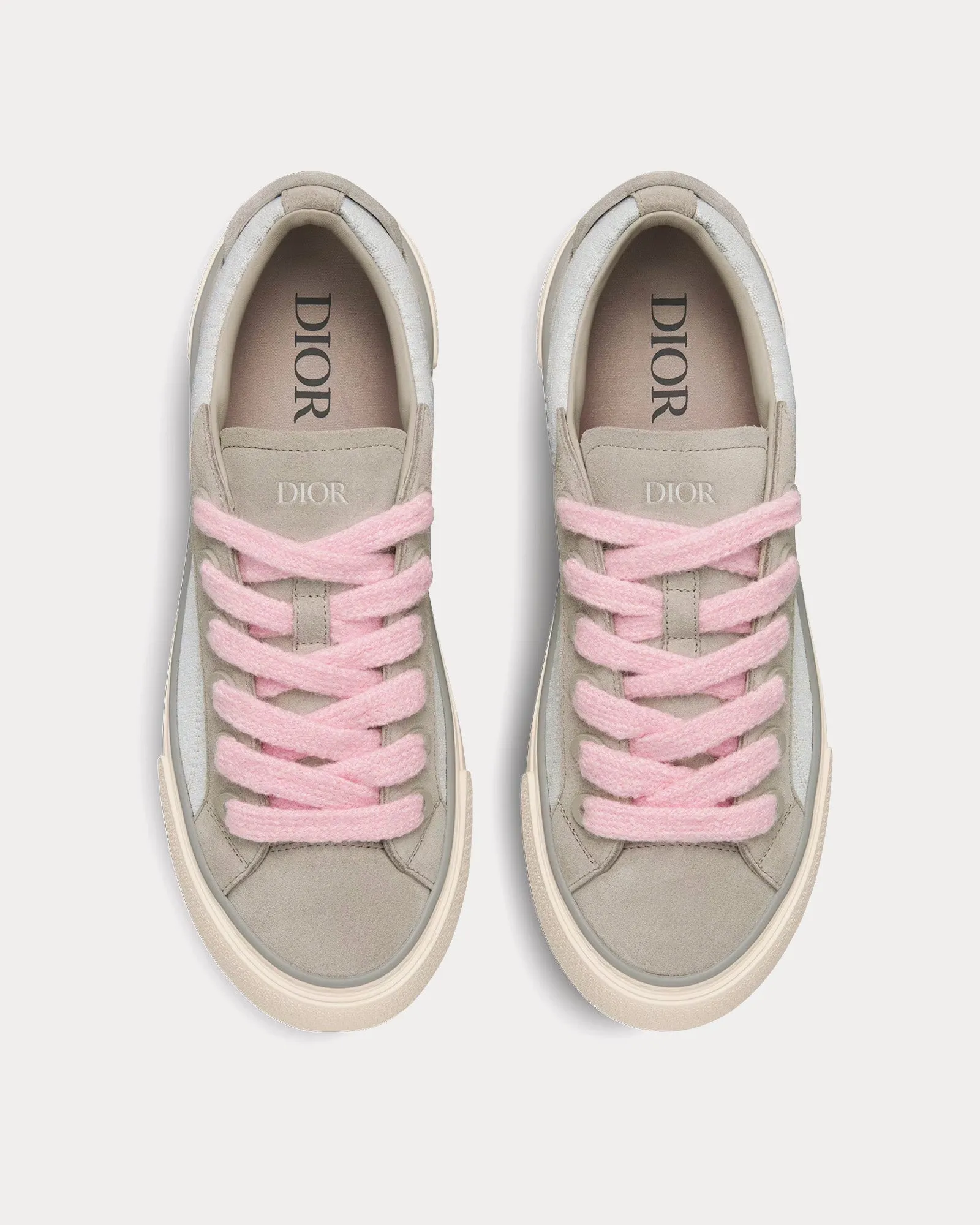 B33 Gray and White Dior Oblique Jacquard and Gray Suede Low Top Sneakers