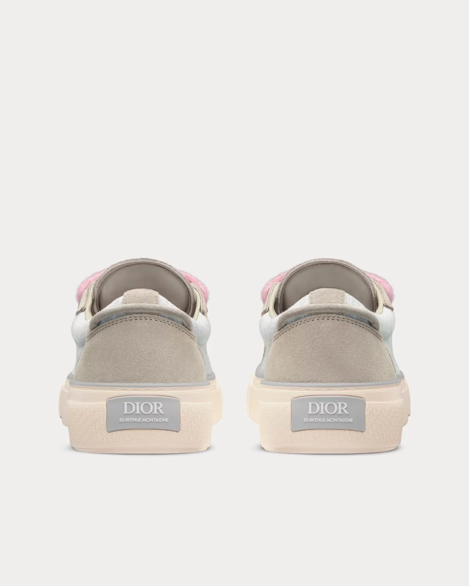 B33 Gray and White Dior Oblique Jacquard and Gray Suede Low Top Sneakers