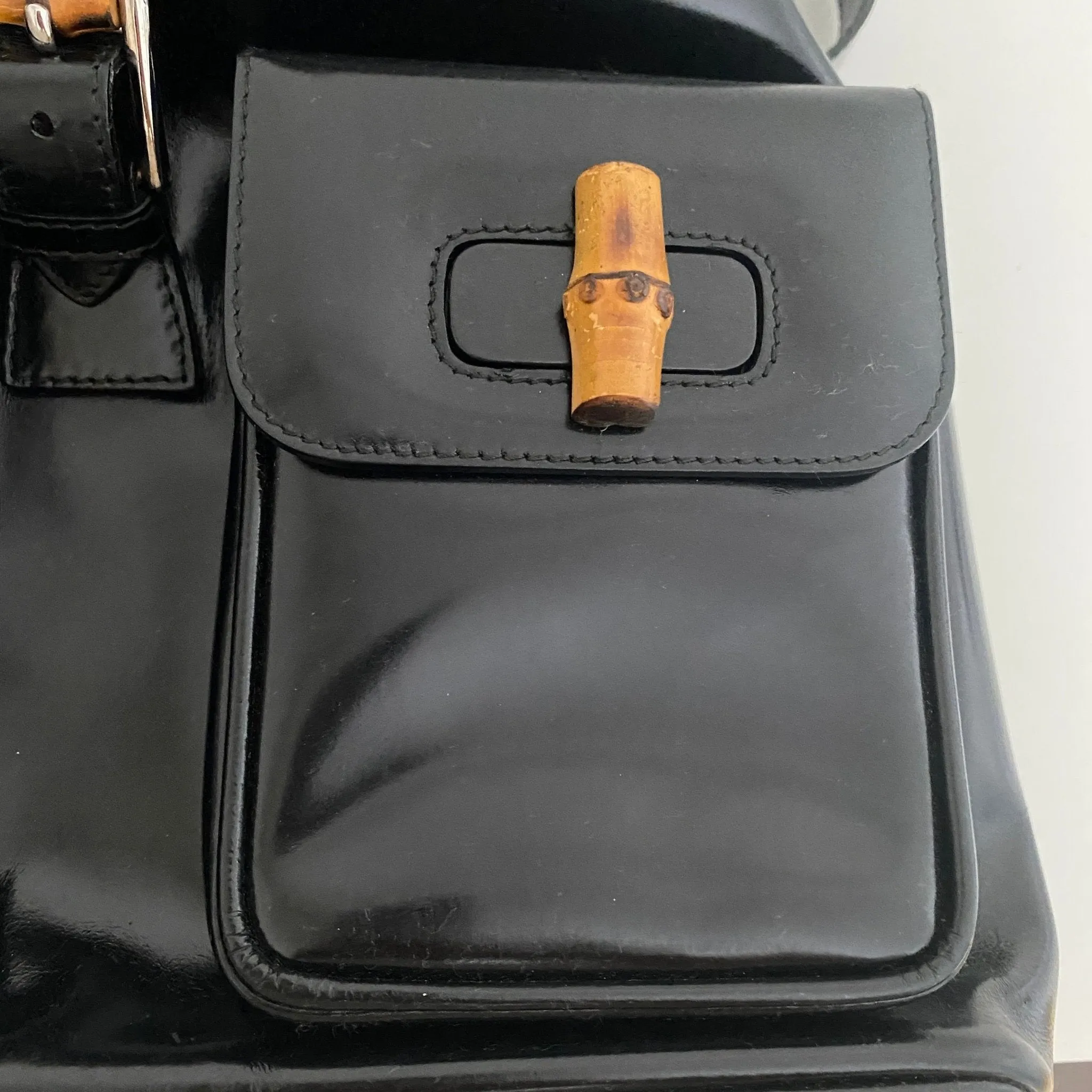 Bamboo Patent Leather Backpack