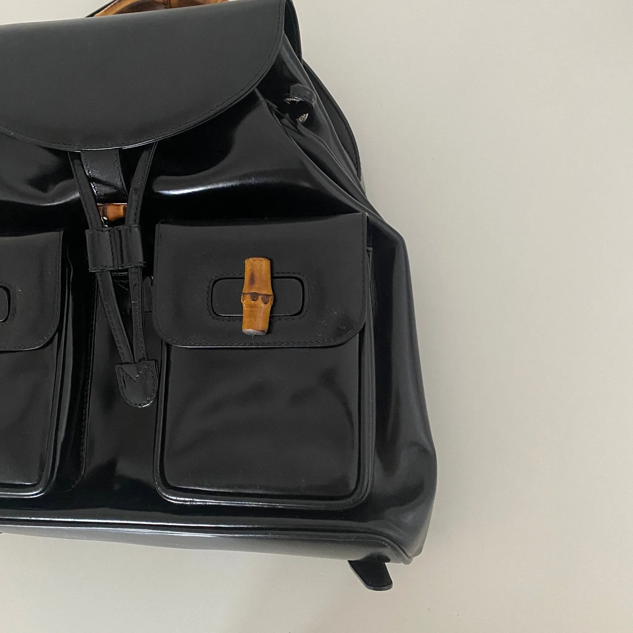 Bamboo Patent Leather Backpack