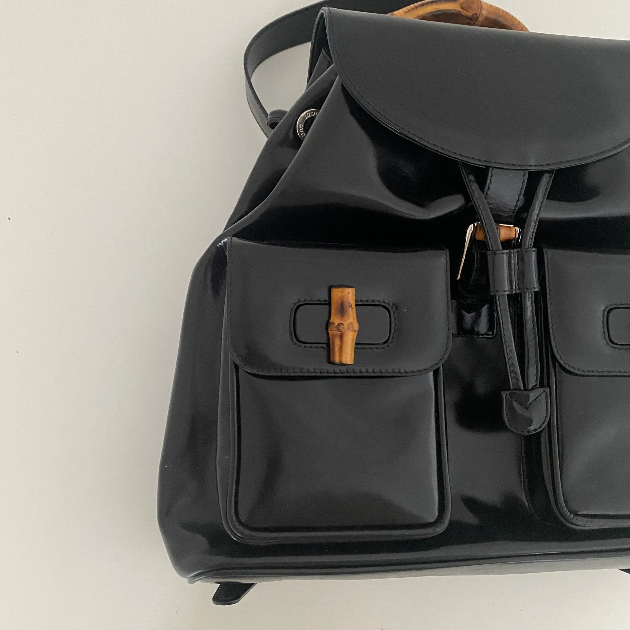 Bamboo Patent Leather Backpack