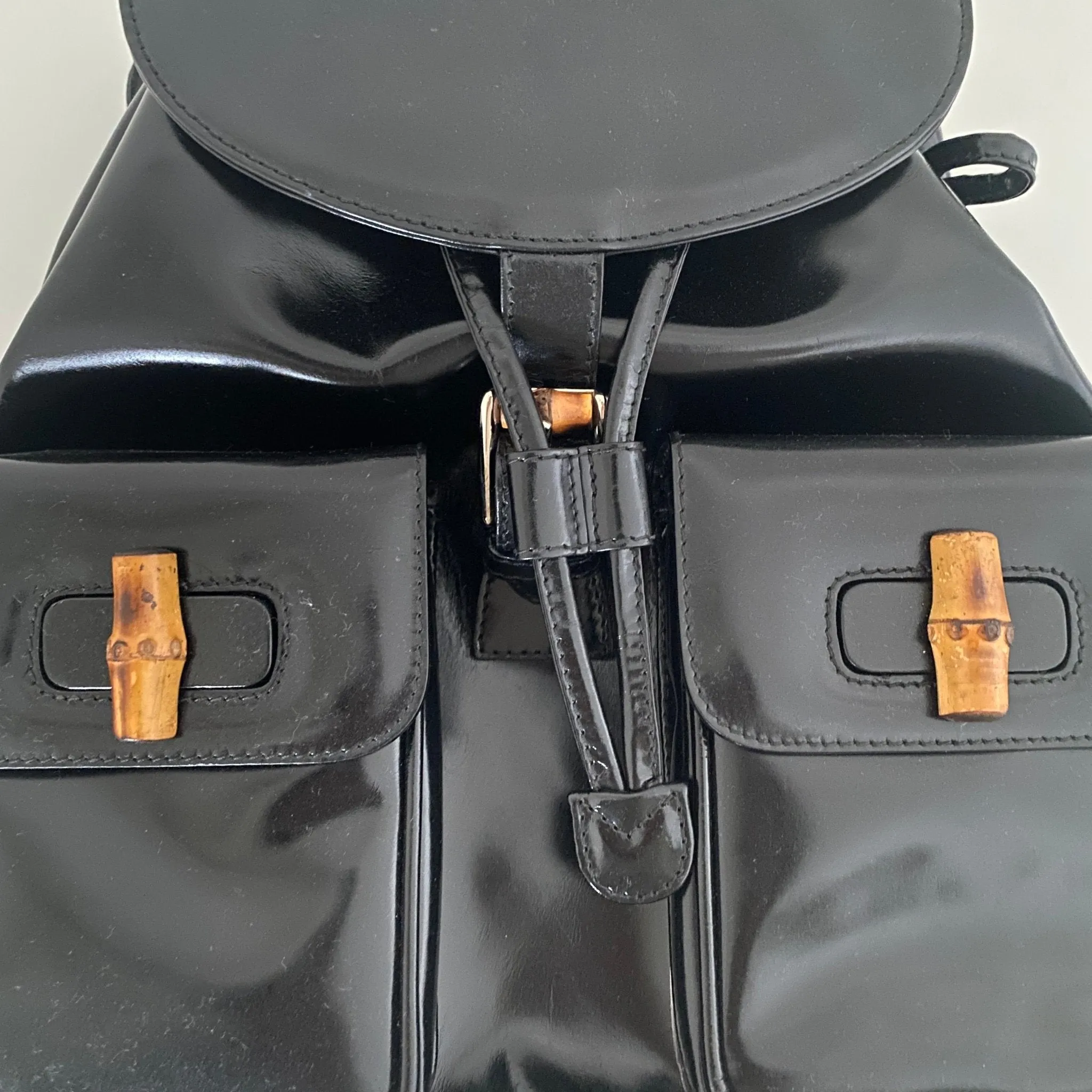 Bamboo Patent Leather Backpack