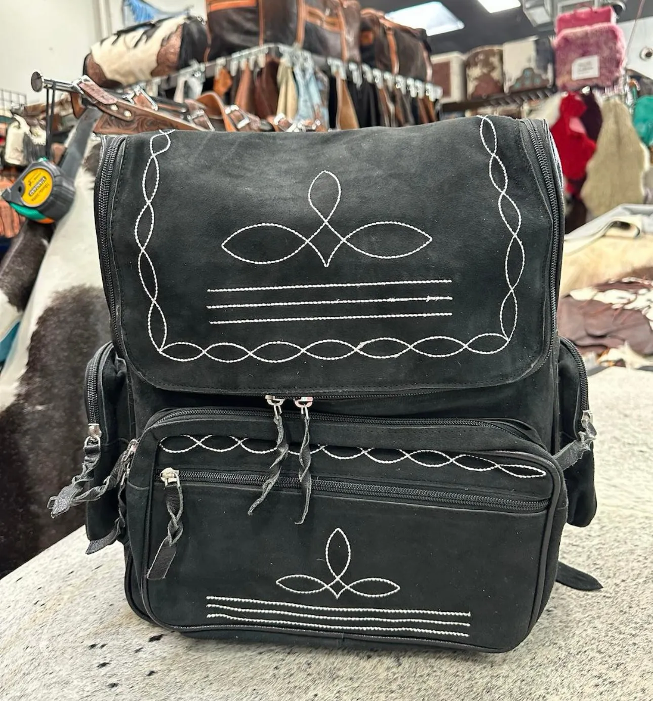Boot Stitch Suede Backpacks