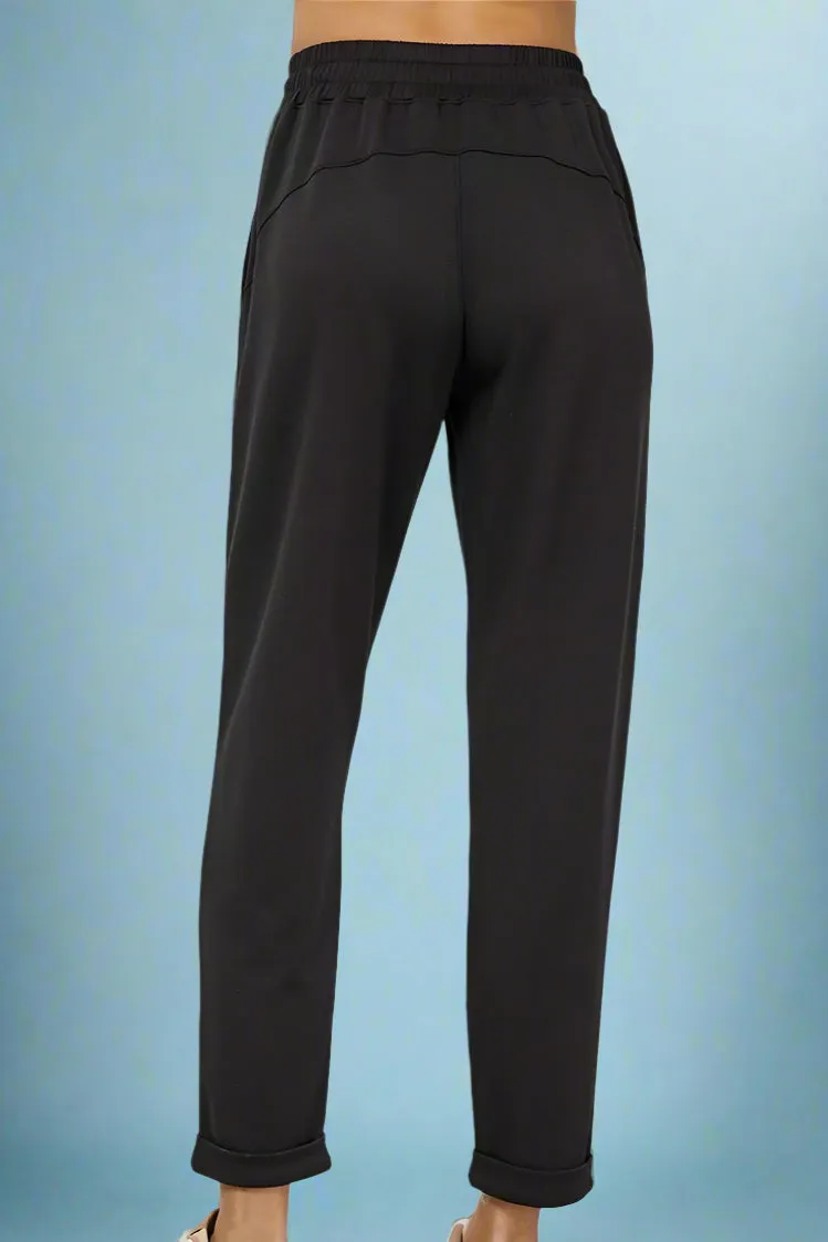 Cuffed Very Soft Full Length Pants - Black