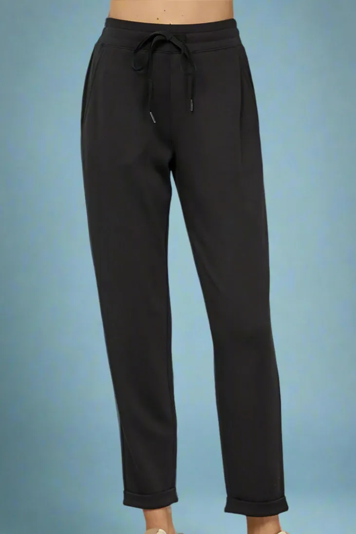 Cuffed Very Soft Full Length Pants - Black