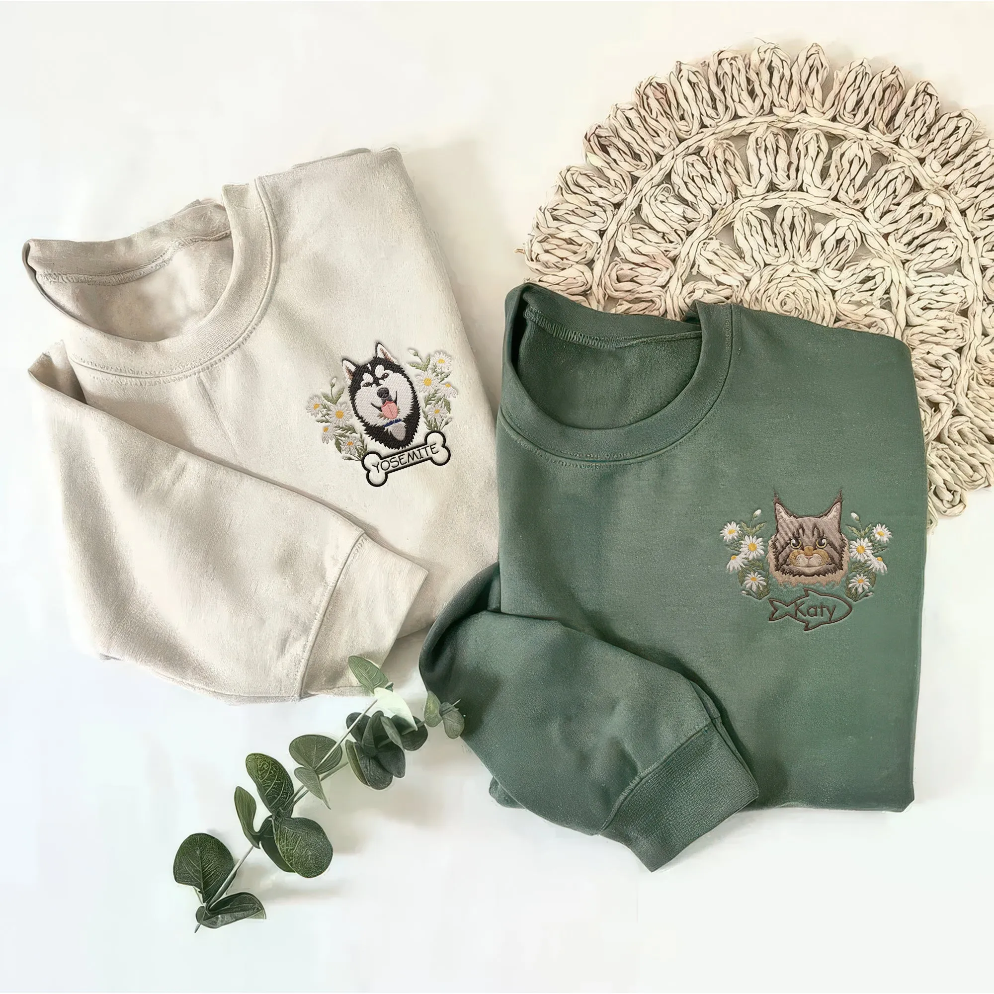 Custom Sweater, Pet Portrait Embroidered Sweater, Pet Lovers