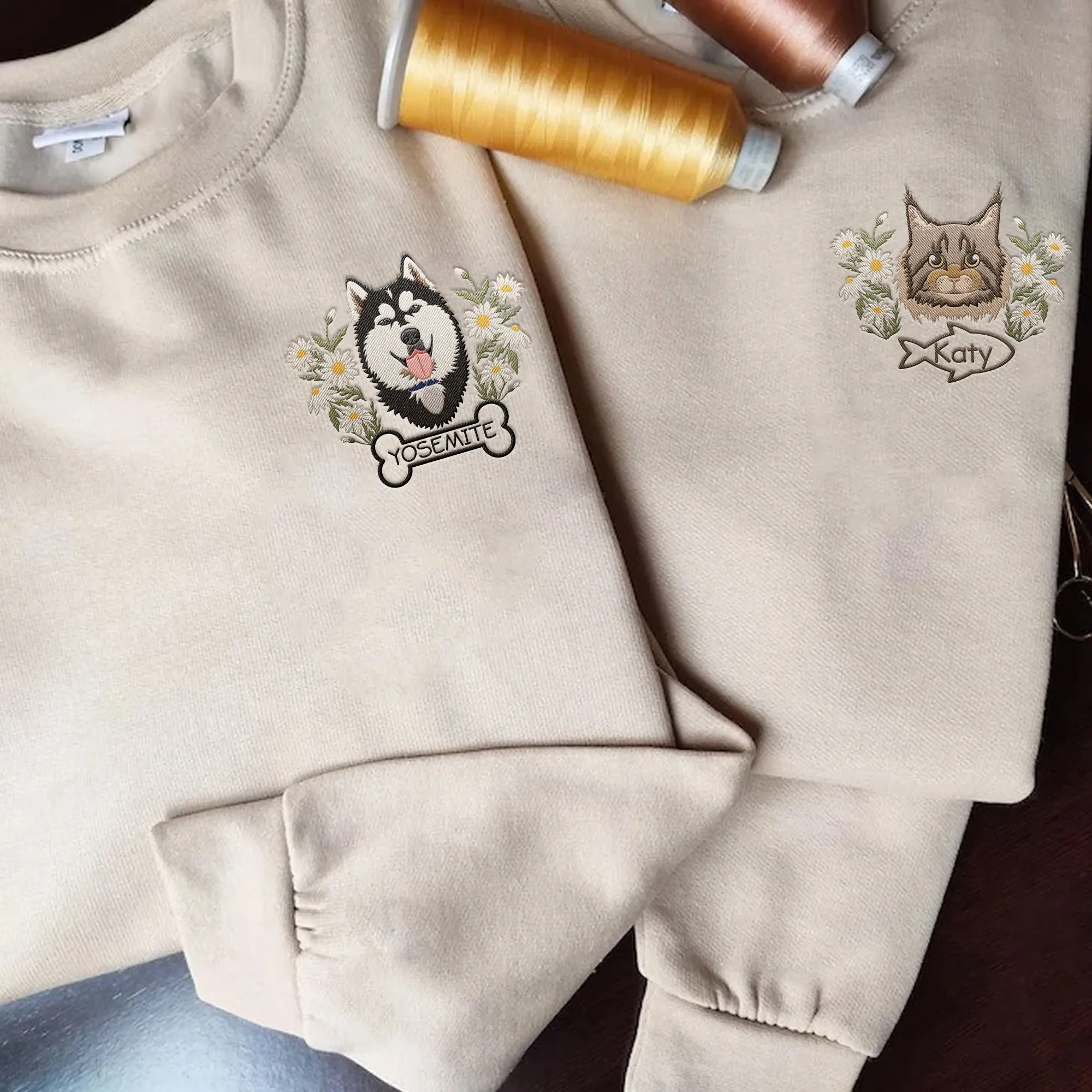 Custom Sweater, Pet Portrait Embroidered Sweater, Pet Lovers