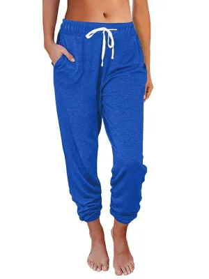 Elora Women's Solid Color Casual Loose Pocket High Waist Cropped Pants