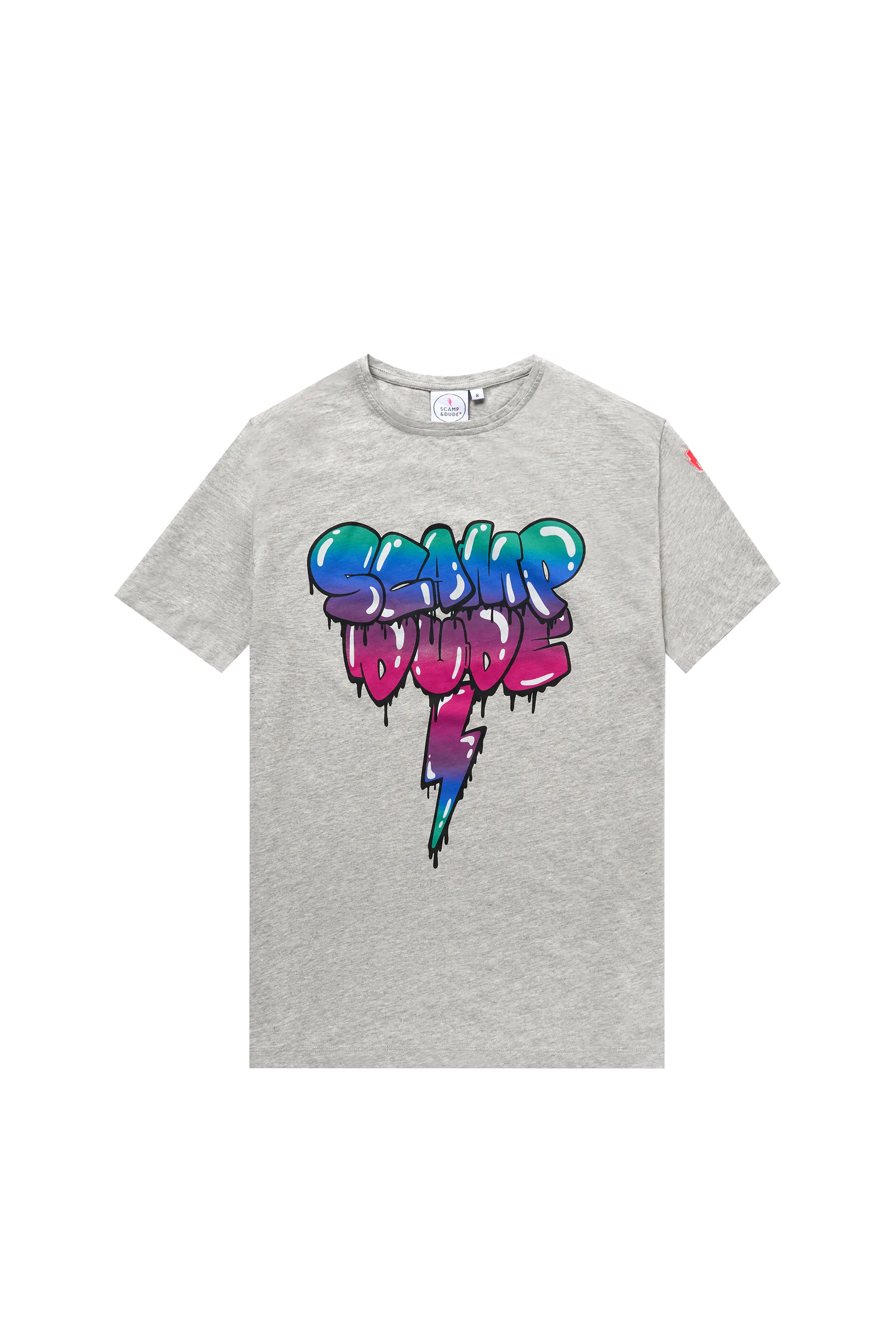 Grey Marl Bubble Graffiti Slogan T-Shirt