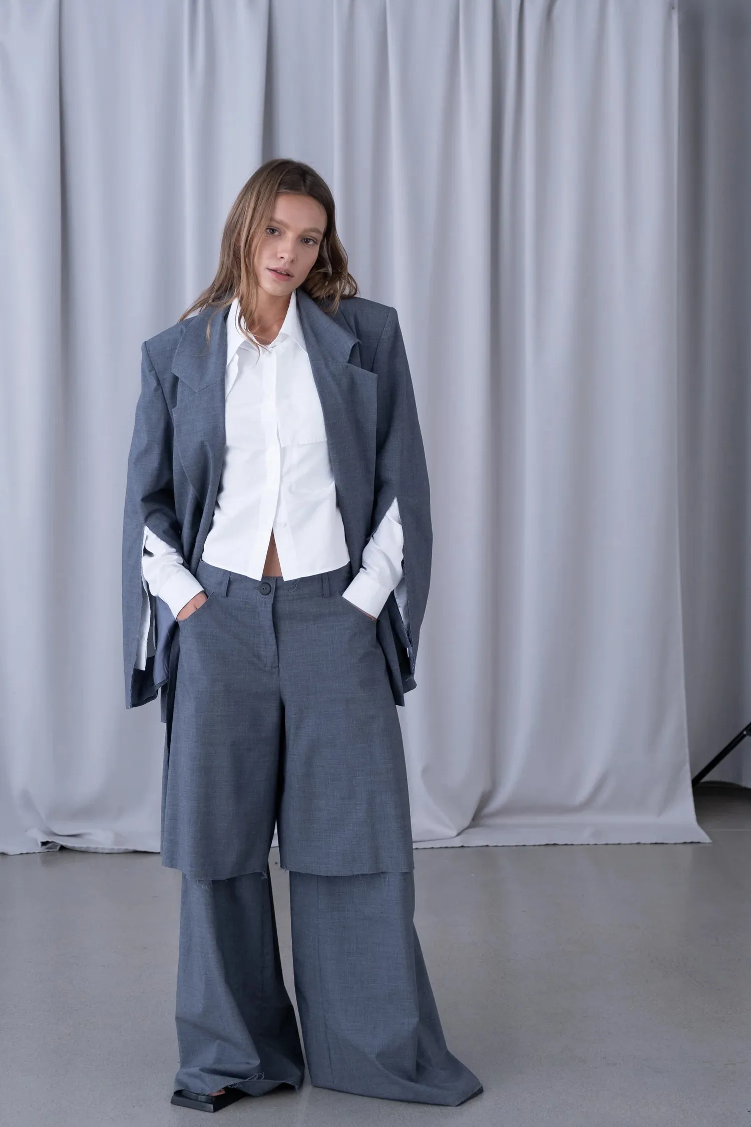HALL DOUBLE LENGTH TROUSERS GREY