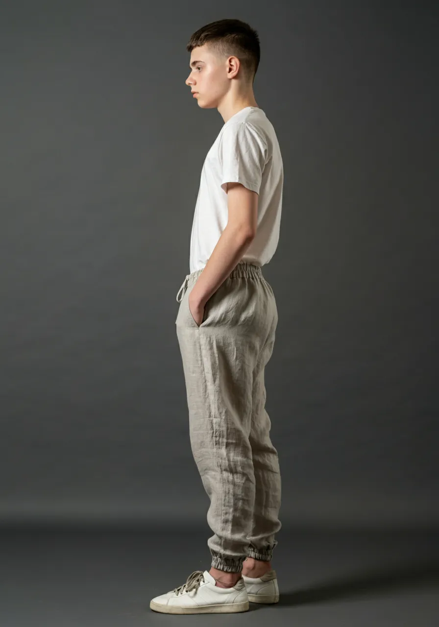 JUNO Men's Linen Jogger Pants, Full Elastic Waist