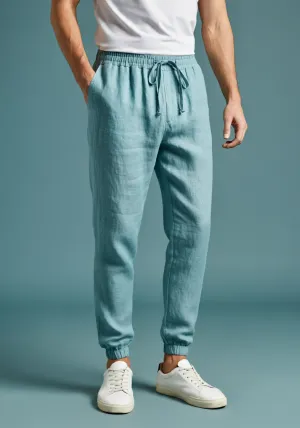 JUNO Men's Linen Jogger Pants, Full Elastic Waist
