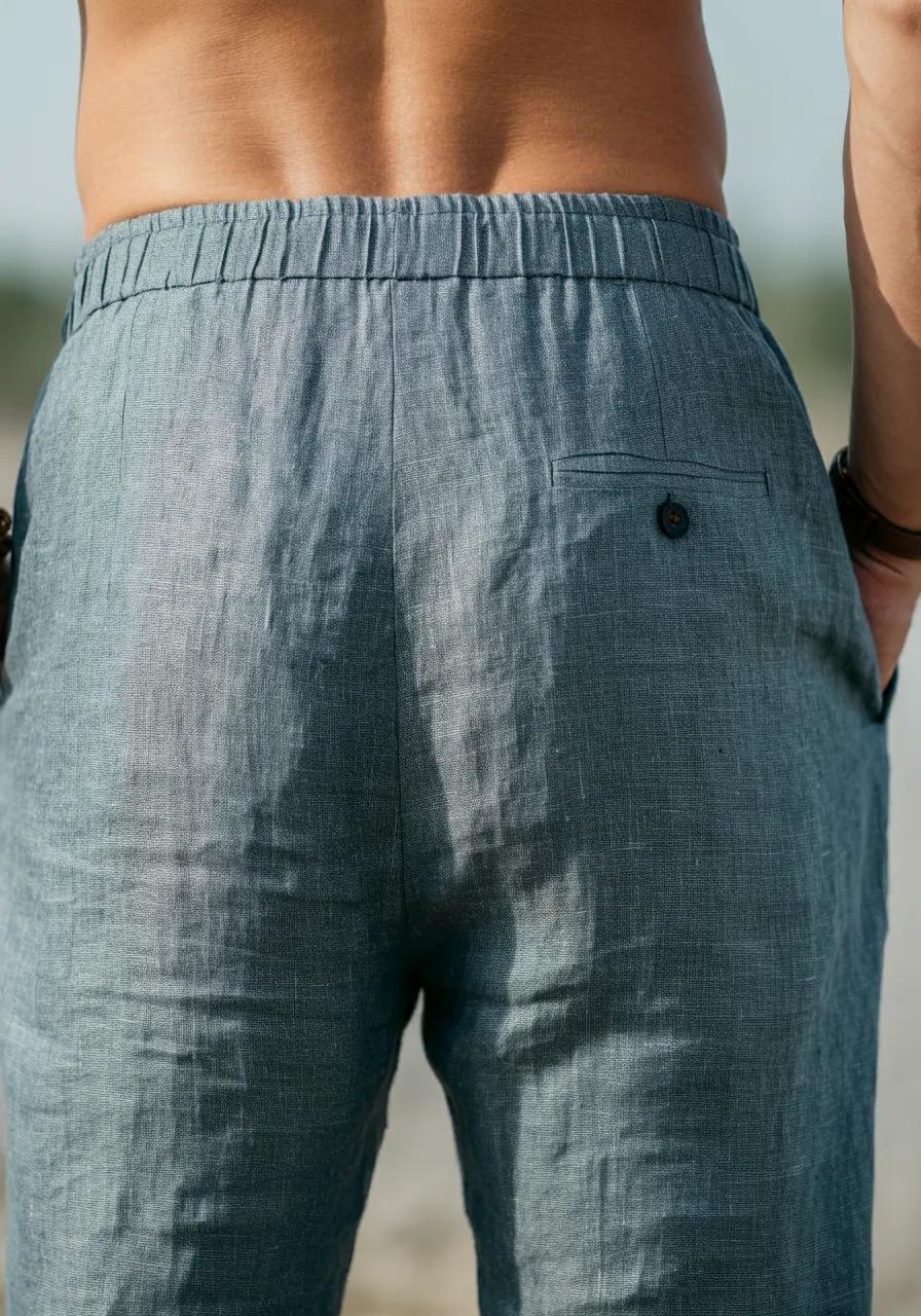 JUNO Men's Linen Jogger Pants, Full Elastic Waist