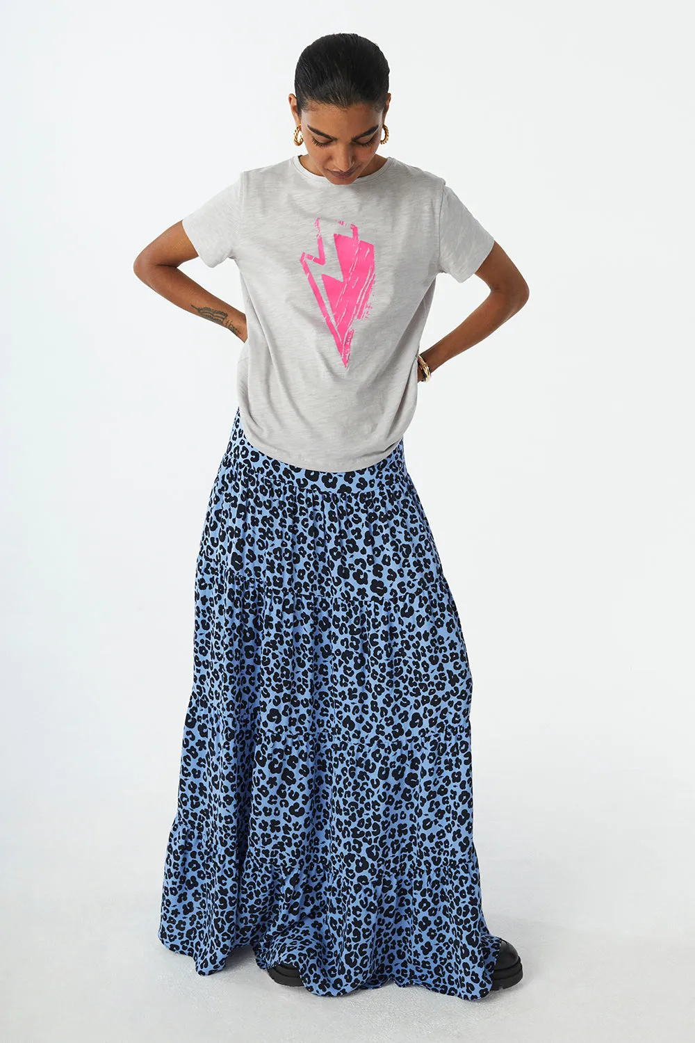 Light Grey with Neon Pink Bolt T-Shirt