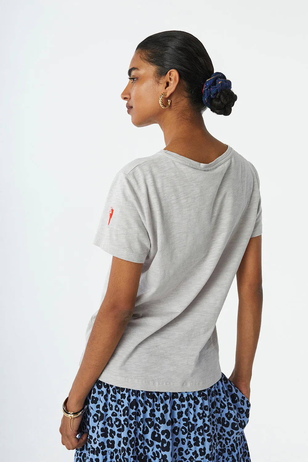 Light Grey with Neon Pink Bolt T-Shirt
