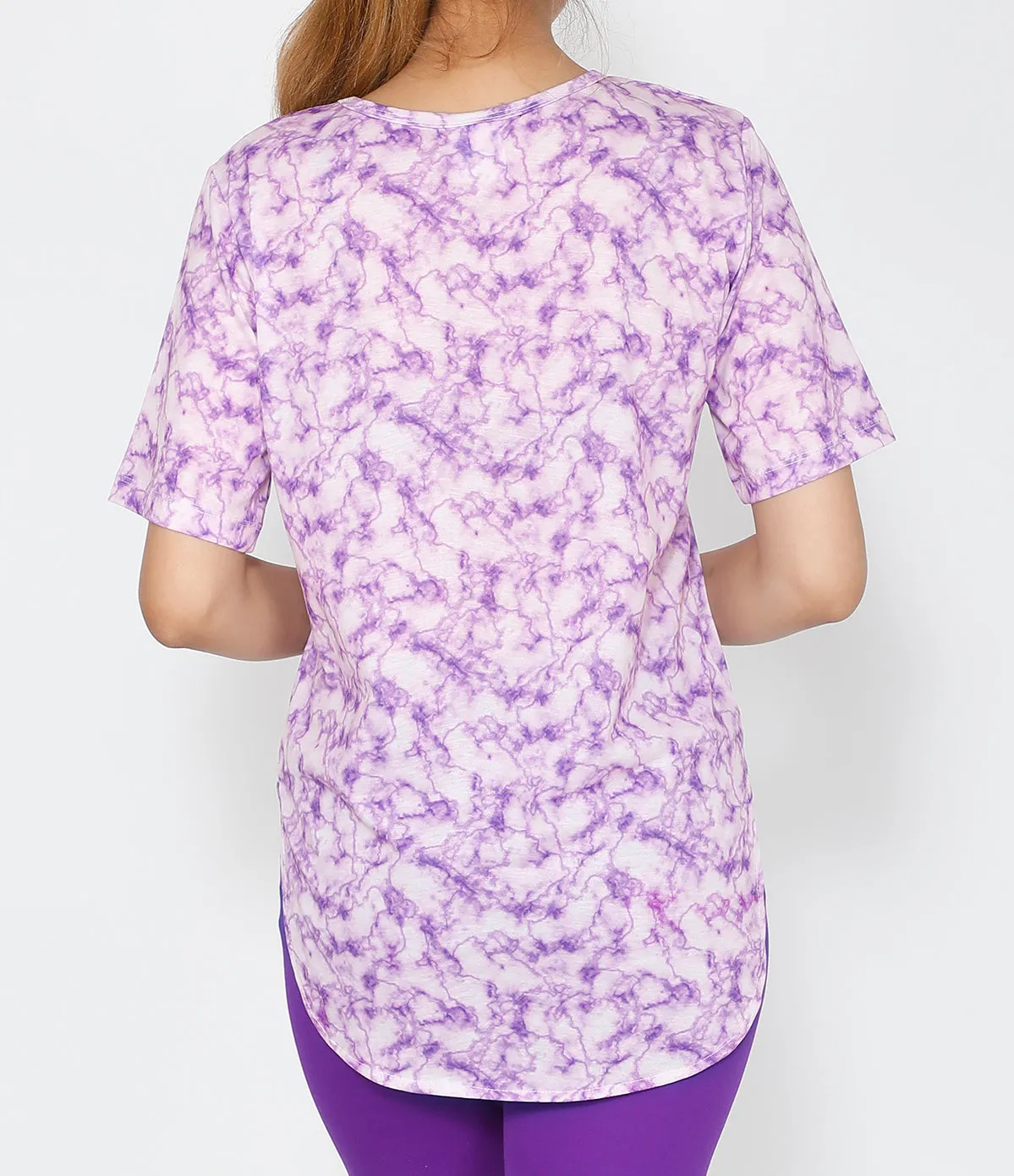 Lilac Marble Cotton Longline T-shirt
