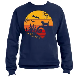 Lion Haunted House Unisex Halloween Sweater – Cozy Fit, Spooky & Fierce Vibes