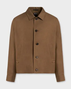 Military Green Linen Wool Blouson