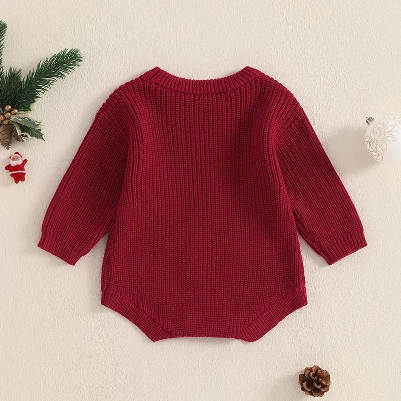 My First Christmas Long Sleeve Knitted Romper Baby Toddler 3-18 Months