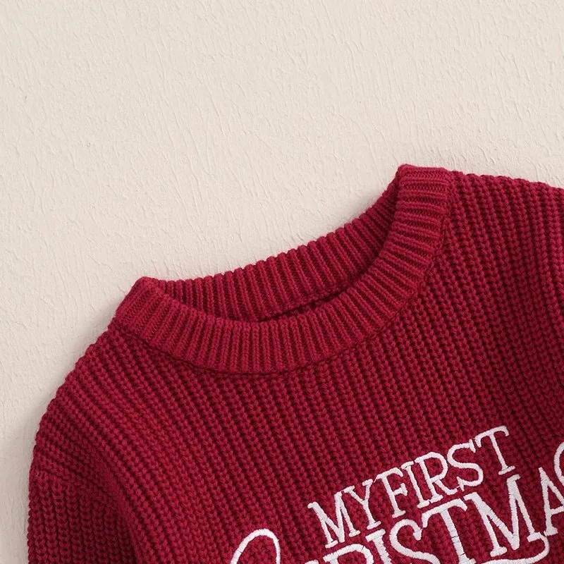 My First Christmas Long Sleeve Knitted Romper Baby Toddler 3-18 Months