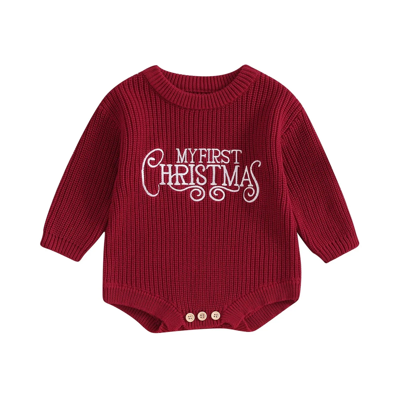 My First Christmas Long Sleeve Knitted Romper Baby Toddler 3-18 Months