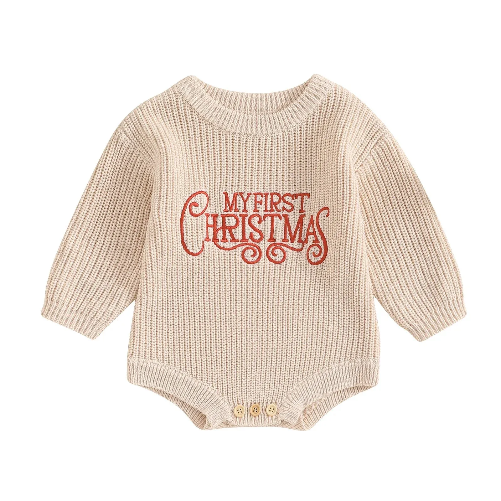 My First Christmas Long Sleeve Knitted Romper Baby Toddler 3-18 Months