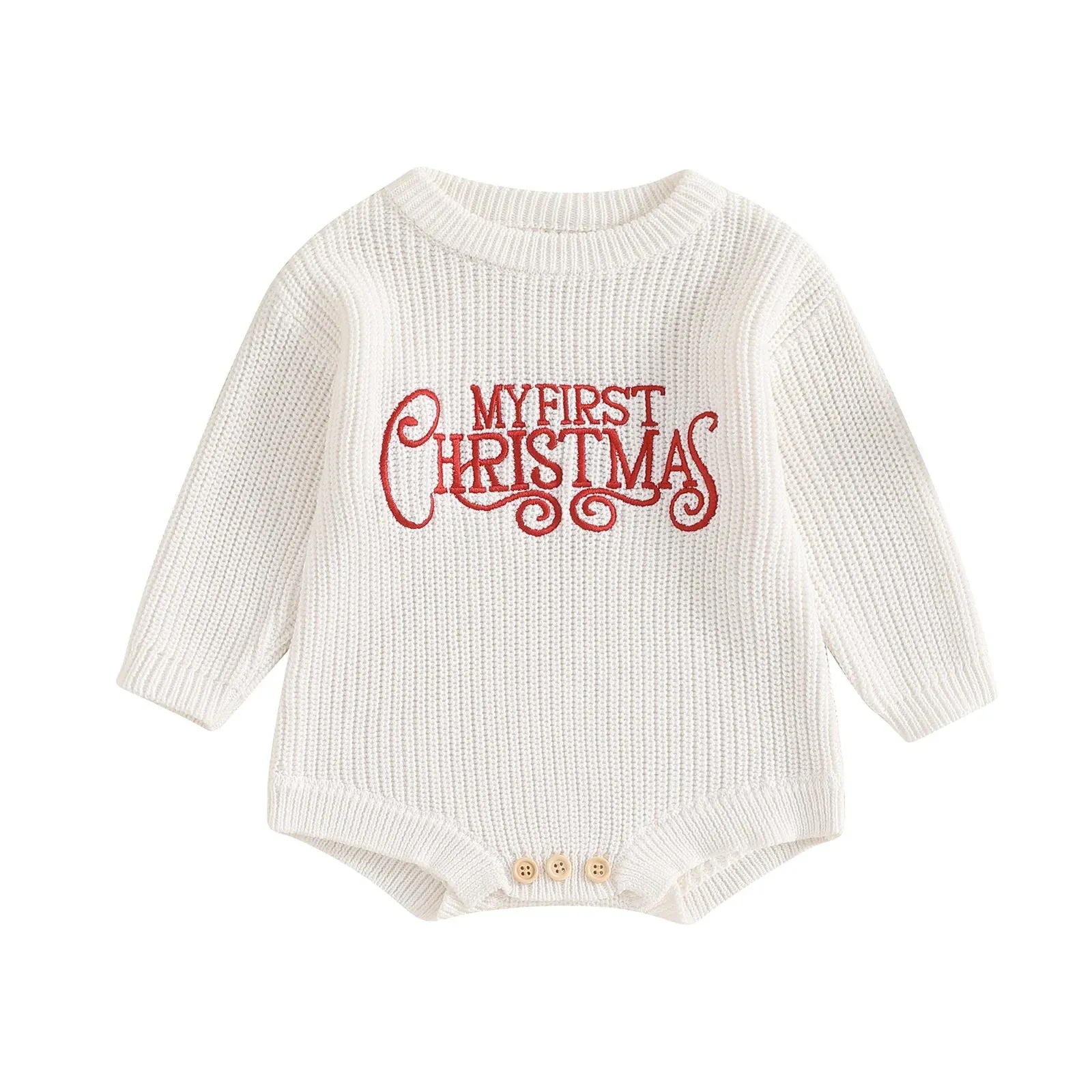 My First Christmas Long Sleeve Knitted Romper Baby Toddler 3-18 Months