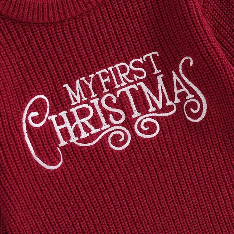 My First Christmas Long Sleeve Knitted Romper Baby Toddler 3-18 Months