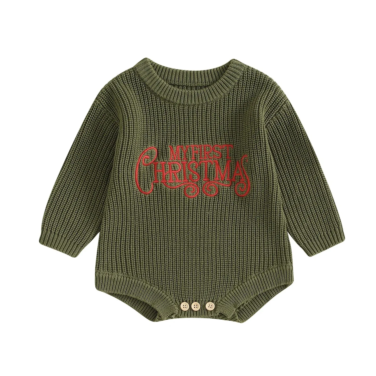 My First Christmas Long Sleeve Knitted Romper Baby Toddler 3-18 Months