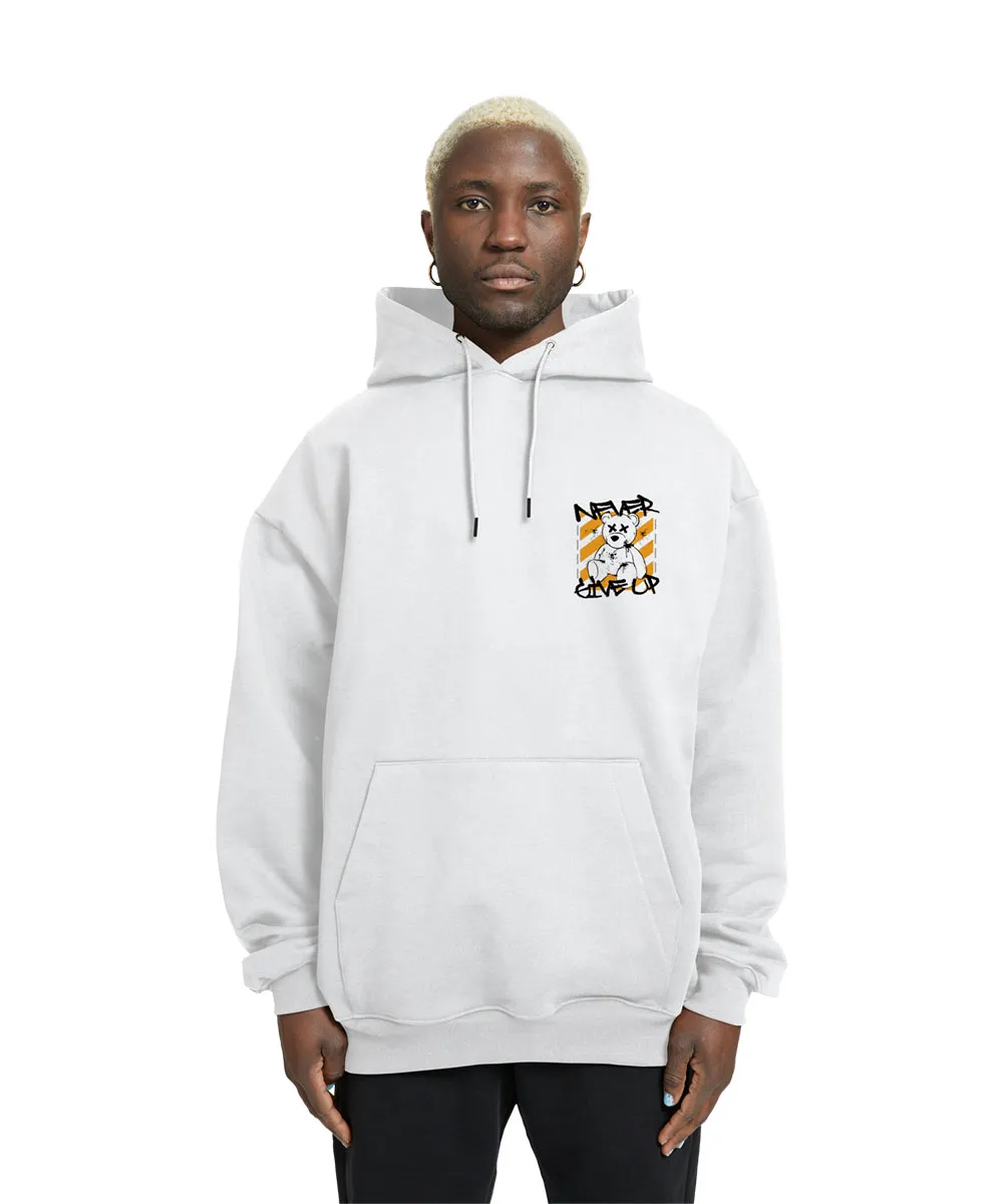 Never Give up Teddy Relaxed Drop Shoulder Hoodie