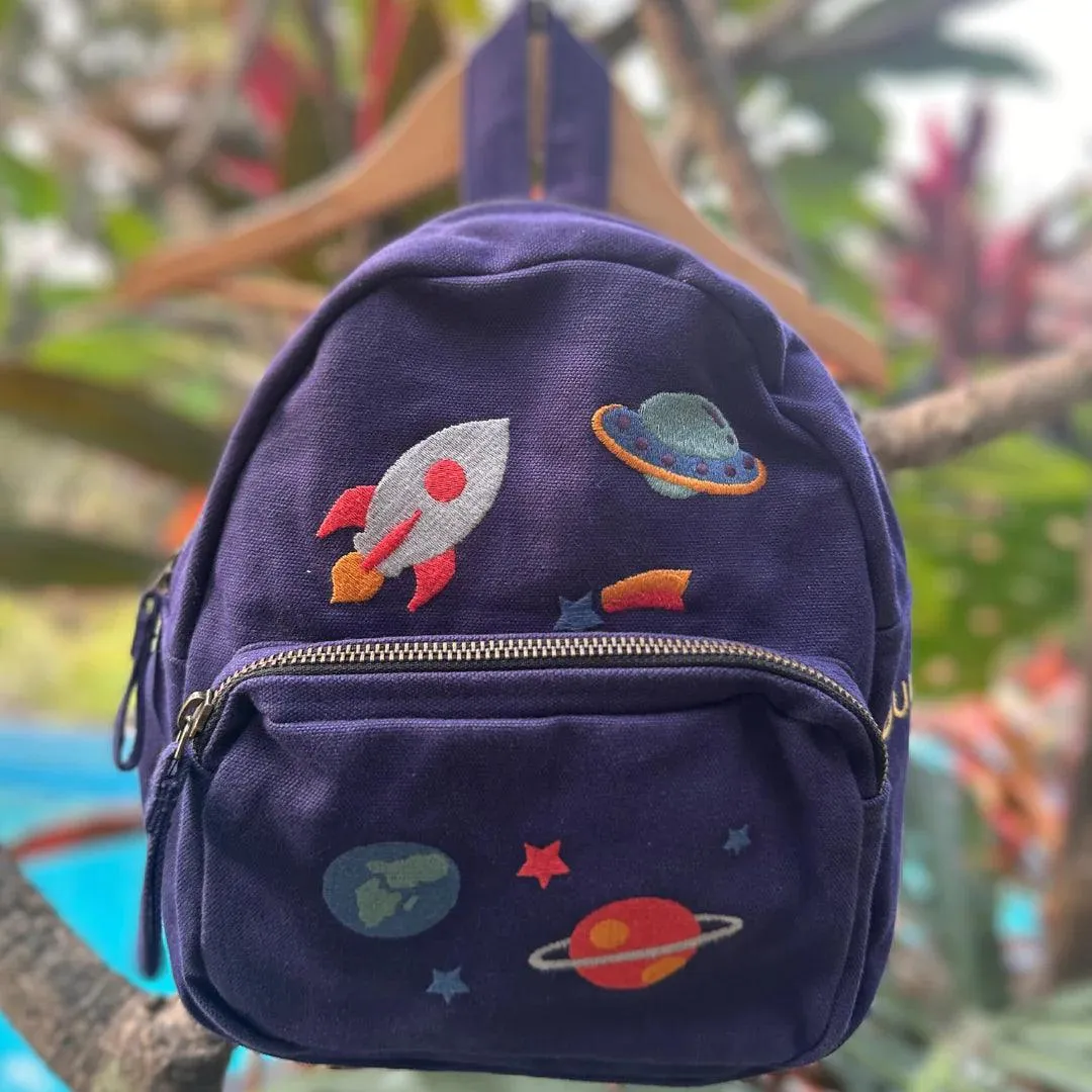 Organic Canvas Backpack | Lion - Sky Blue