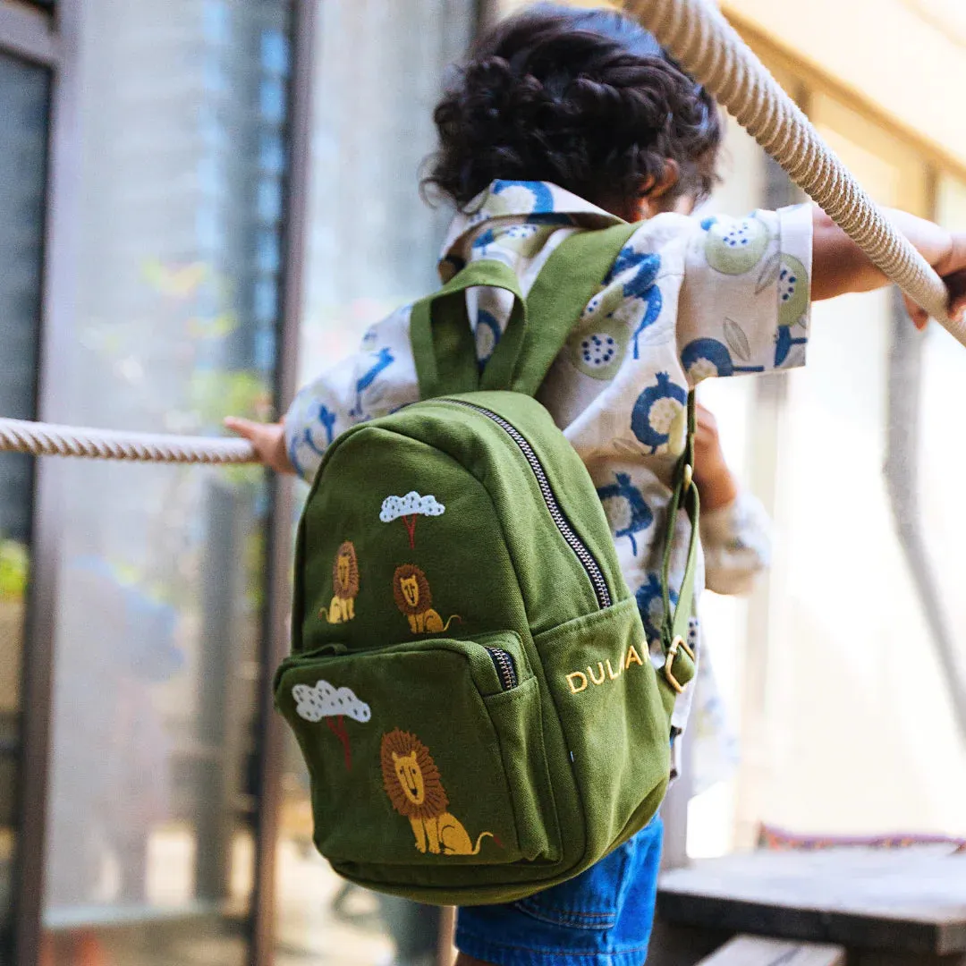 Organic Canvas Backpack | Lion - Sky Blue