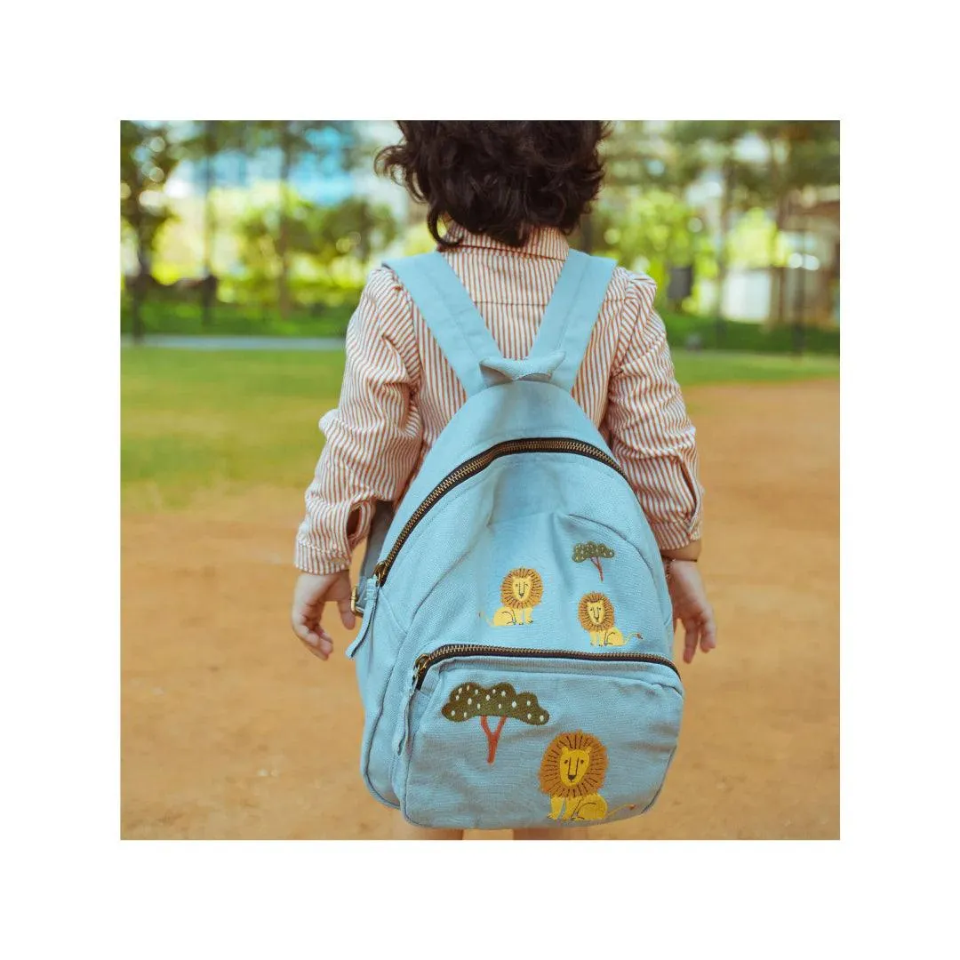 Organic Canvas Backpack | Lion - Sky Blue