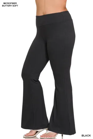 Plus Buttery Soft Flare Leg High Waist Yoga Pants - BLACK