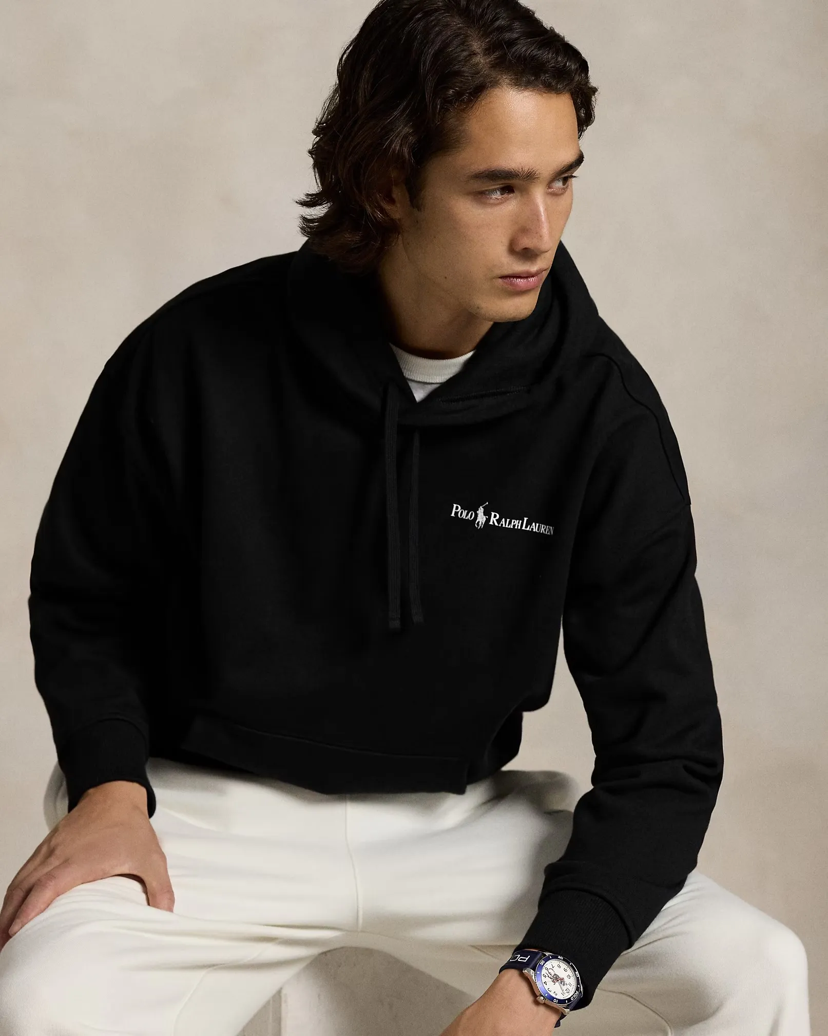 Relaxed Fit Logo Fleece Hoodie - Black